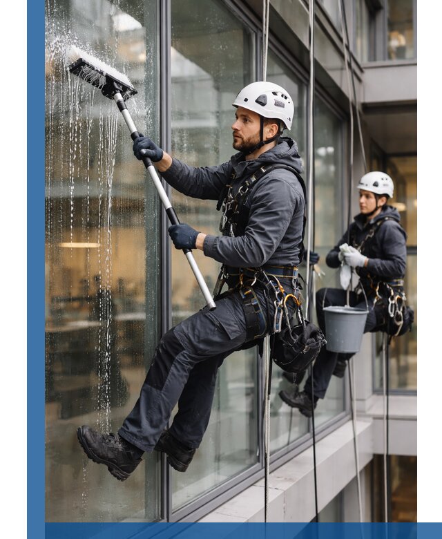 Профессиональная мойка витражей промышленными альпинистами в Чистополе