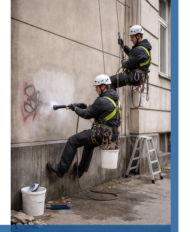 Удаление граффити с фасада в Чистополе от 4608 р. | ВЫСОТНИК-Чст