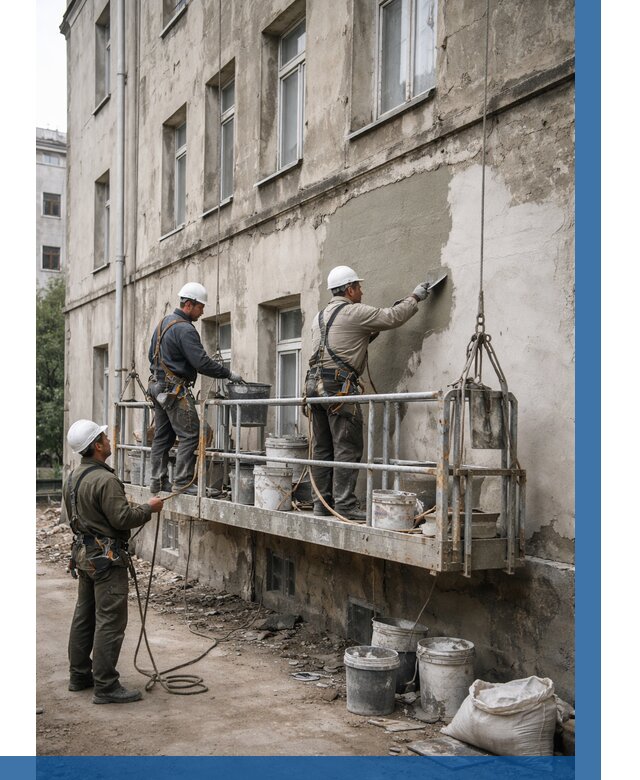 Капитальный ремонт фасада в Чистополе от 4300 р. | ВЫСОТНИК-Чст