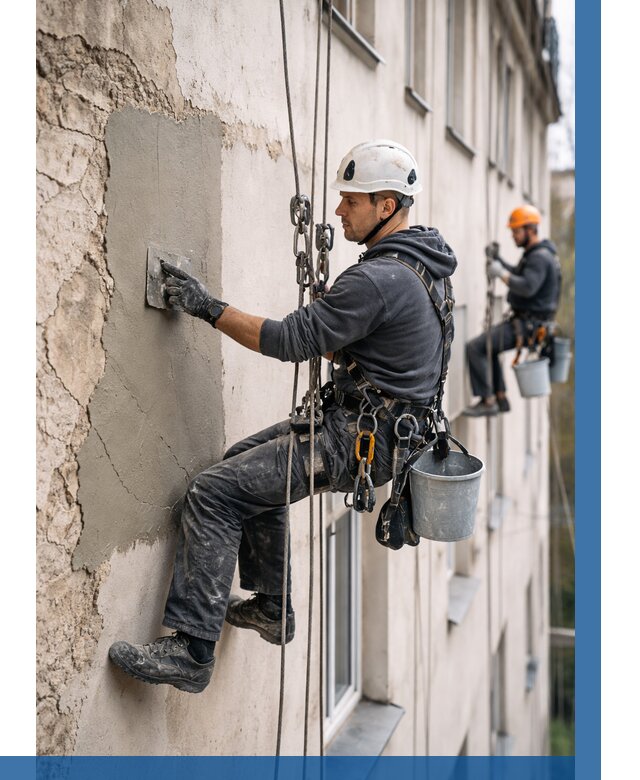 Восстановление штукатурки фасада в Чистополе от 1229 р. | ВЫСОТНИК-Чст