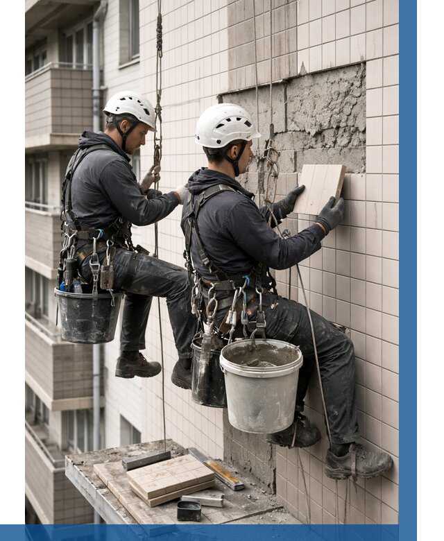 Ремонт облицовки фасада плиткой в Чистополе от 1843 р. | ВЫСОТНИК-Чст