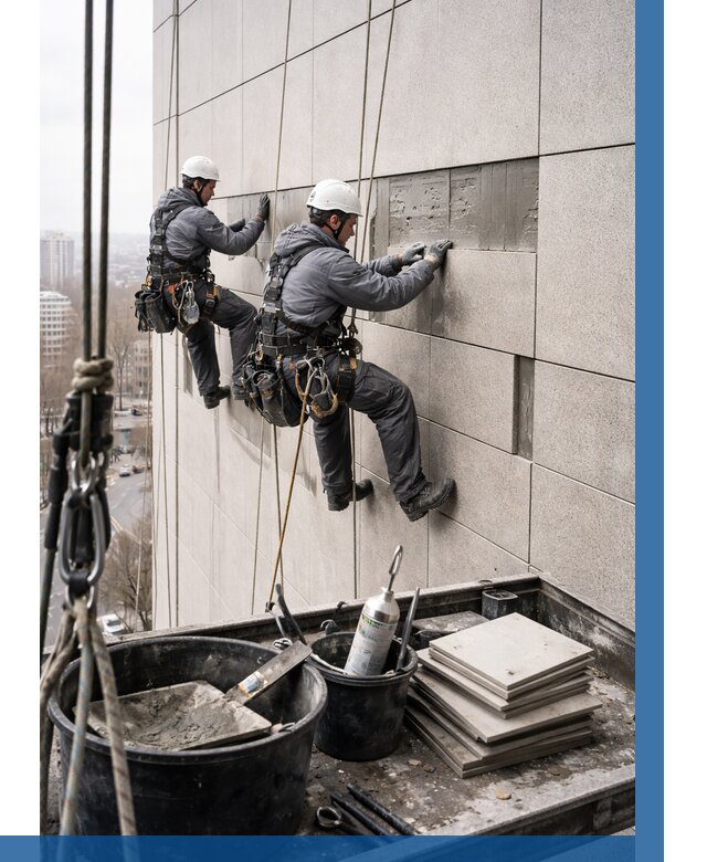 Ремонт фасада из керамогранита в Чистополе от 2560 р. | ВЫСОТНИК-Чст