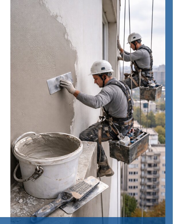 Шпаклевка фасада на высоте в Чистополе от 717 р. | ВЫСОТНИК-Чст