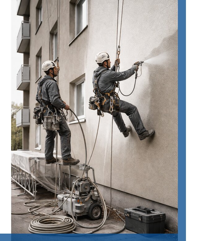 Безвоздушная покраска фасада в Чистополе от 225 р/м² | ВЫСОТНИК-Чст