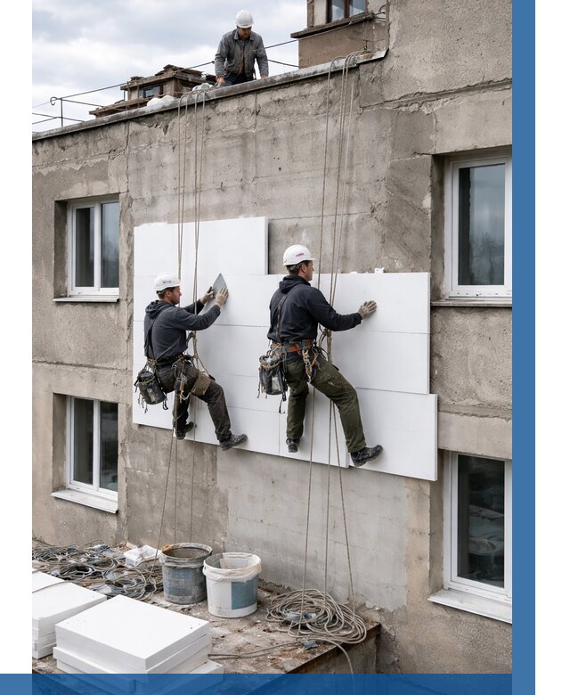 Утепление фасада пенополистиролом в Чистополе от 1843 р. | ВЫСОТНИК-Чст