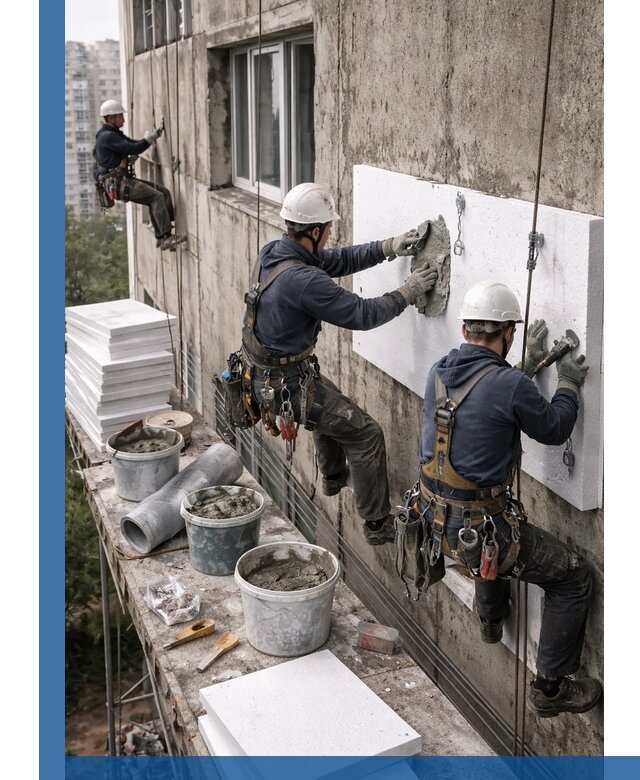 Утепление фасада пенополистиролом в Чистополе под ключ