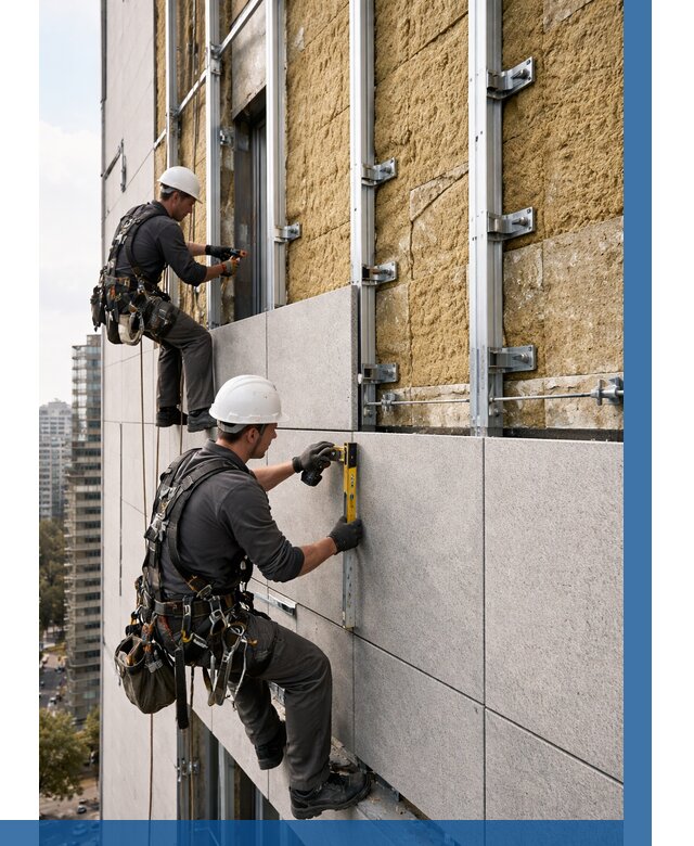 Монтаж вентилируемого фасада в Чистополе от 3584 р. | ВЫСОТНИК-Чст