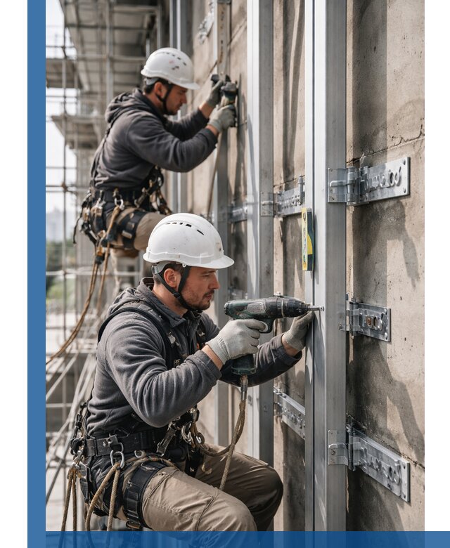 Монтаж и крепление подсистемы вентфасада в Чистополе