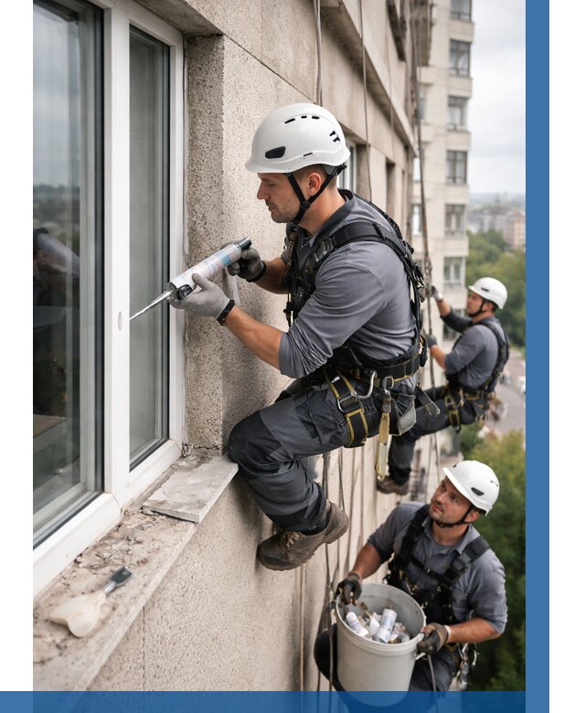 Герметизация оконных швов снаружи в Чистополе от 1536 р. | ВЫСОТНИК-Чст