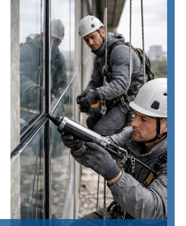 Герметизация витражных швов в Чистополе от 666 р. | ВЫСОТНИК-Чст