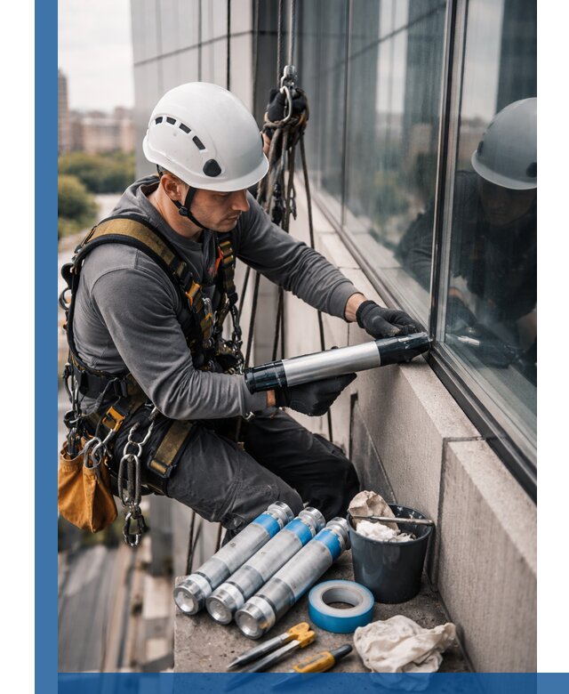 Герметизация стыков витража в Чистополе для герметичных фасадов