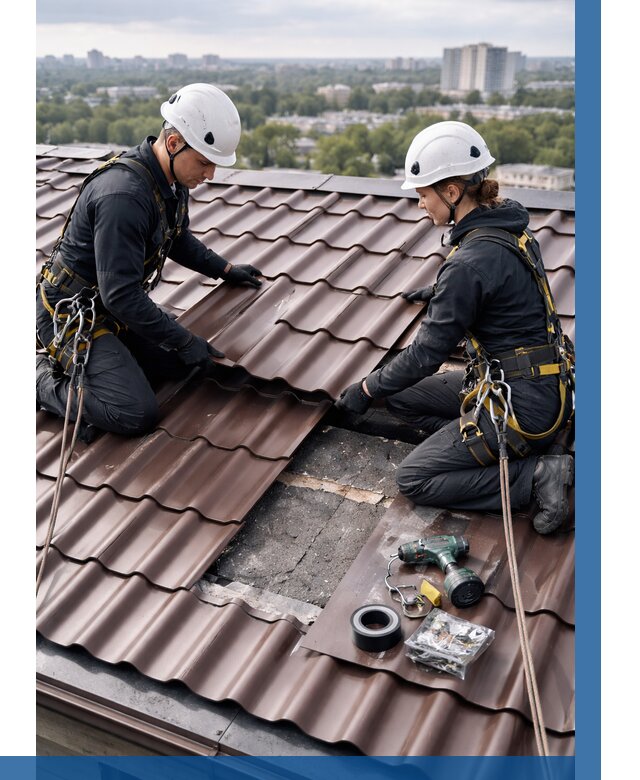 Ремонт металлочерепицы на крыше в Чистополе от 922 р. | ВЫСОТНИК-Чст