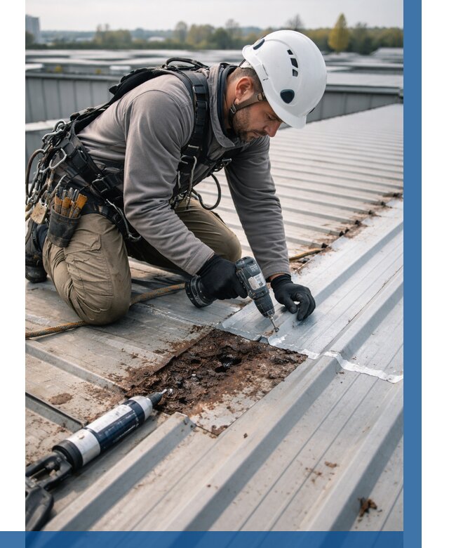 Ремонт профнастила на кровле в Чистополе от 717 р. | ВЫСОТНИК-Чст