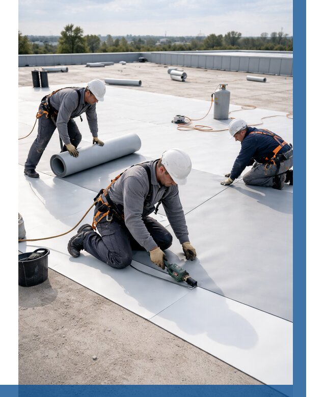 Монтаж мембранной кровли под ключ в Чистополе от 1229 р. | ВЫСОТНИК-Чст