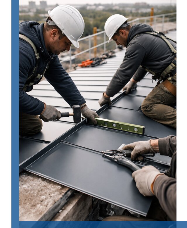 Монтаж фальцевой кровли в Чистополе для промышленных зданий