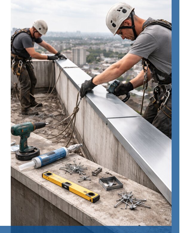 Монтаж парапетных крышек в Чистополе от 819 р. | ВЫСОТНИК-Чст