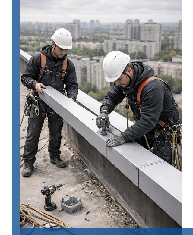 Монтаж парапетных крышек и ограждений кровли в Чистополе