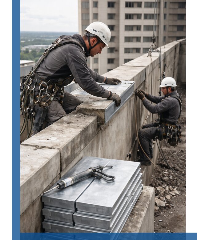 Замена парапетных крышек и установка новых в Чистополе