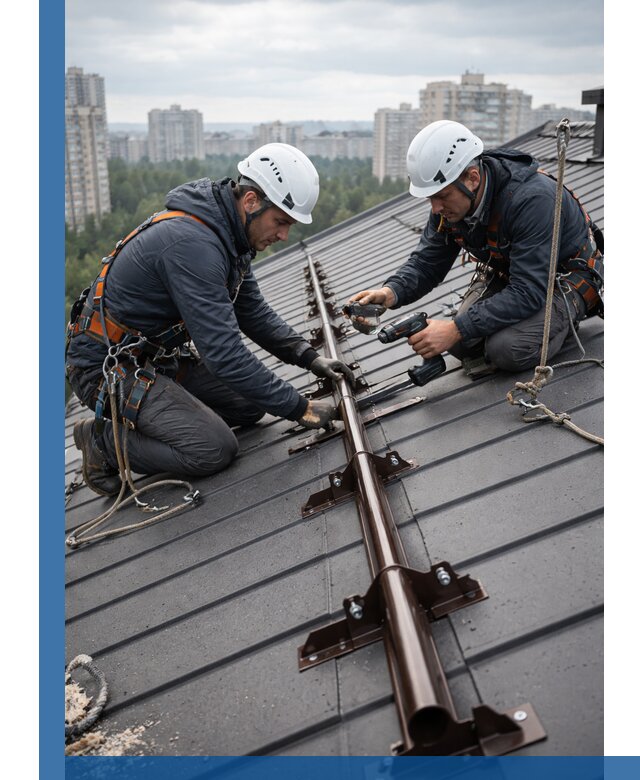 Монтаж снегозадержателей на кровле зданий в Чистополе под ключ