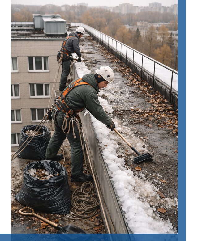 Очистка кровли по периметру в Чистополе от 563 р. | ВЫСОТНИК-Чст