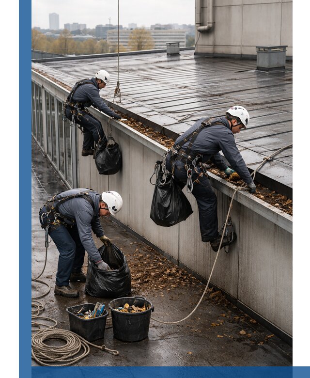 Очистка кровли по периметру в Чистополе силами промышленных альпинистов