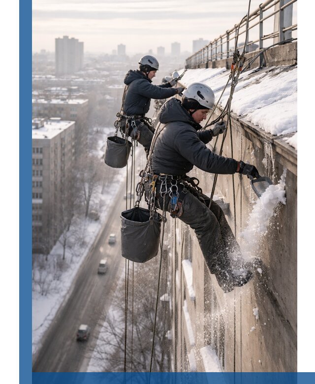 Очистка карнизов от снега в Чистополе профессионально и безопасно