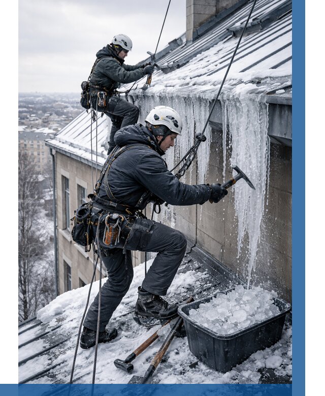 Удаление наледи с кровли в Чистополе от 5631 р. | ВЫСОТНИК-Чст