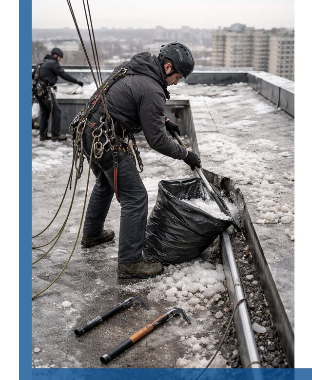 Аварийная очистка кровли в Чистополе от промальпинистов