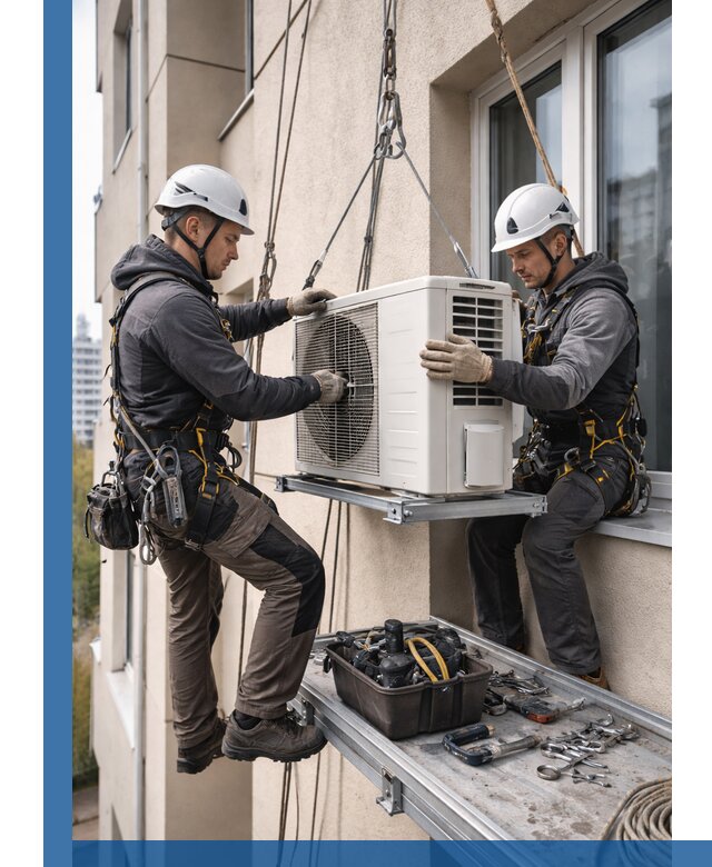 Перенос внешнего блока кондиционера в Чистополе с монтажом и крепежом