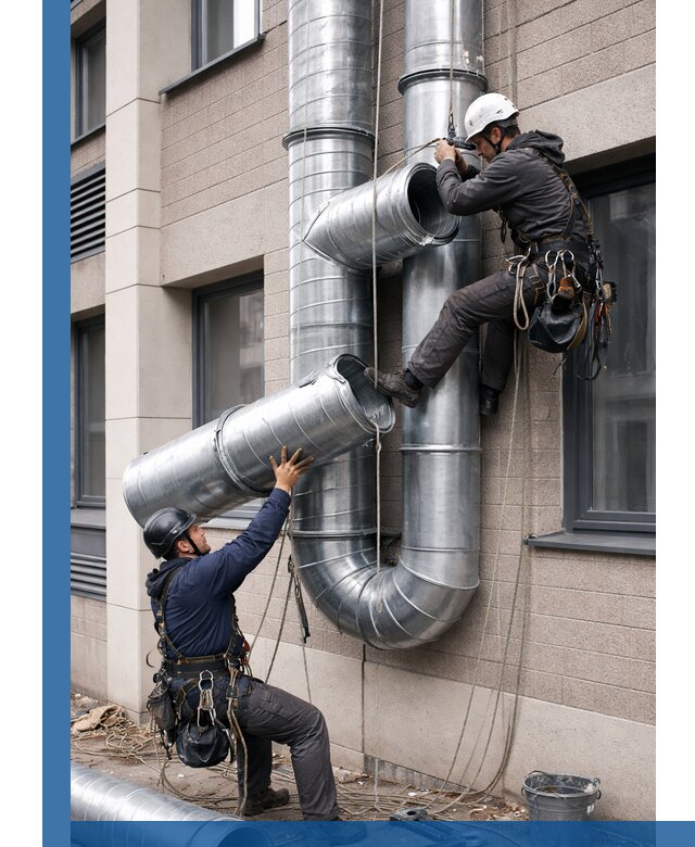 Монтаж фасадных воздуховодов в Чистополе с герметизацией и крепежом