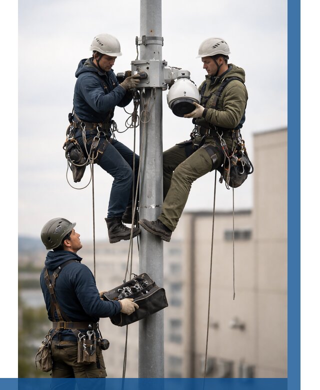 Установка видеокамер на мачте в Чистополе от 8703 р. | ВЫСОТНИК-Чст