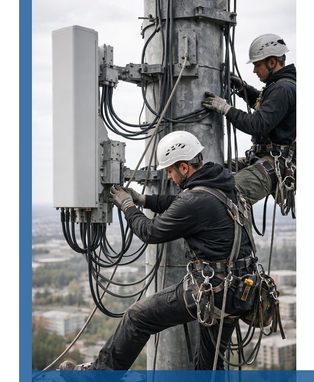 Монтаж оборудования связи на мачте в Чистополе с пусконаладкой