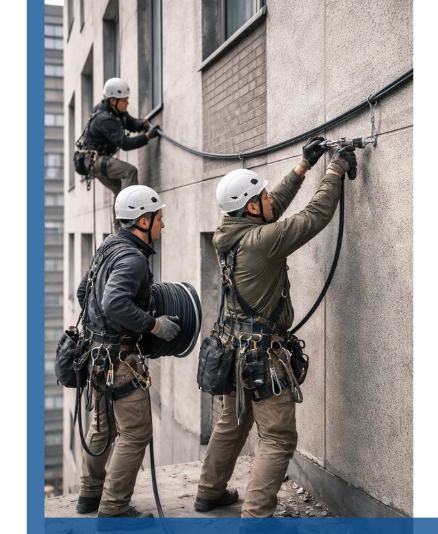 Прокладка кабеля по фасаду в Чистополе, профессиональный монтаж