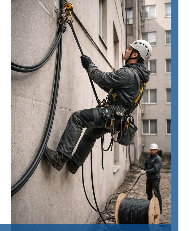 Протяжка кабеля питания на высоте в Чистополе от 461 р. | ВЫСОТНИК-Чст