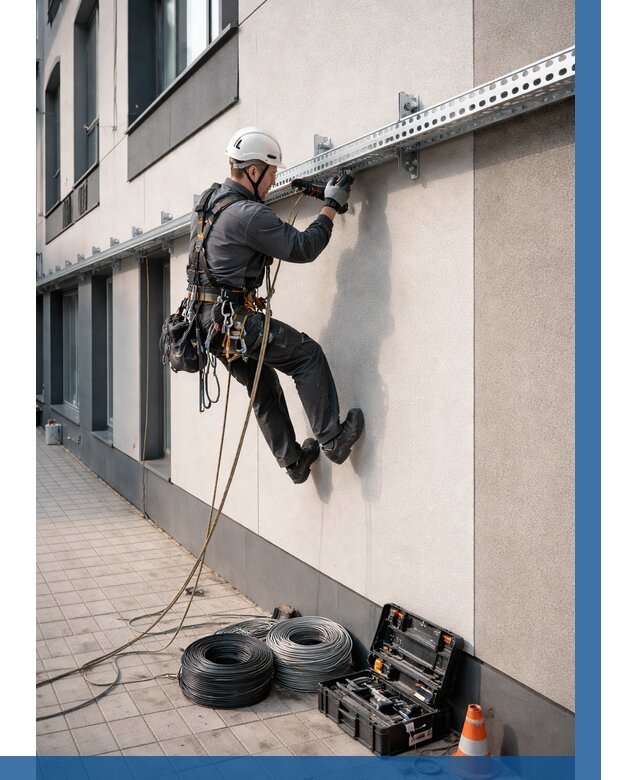 Монтаж кабельных лотков на фасаде в Чистополе от 1229 р. | ВЫСОТНИК-Чст