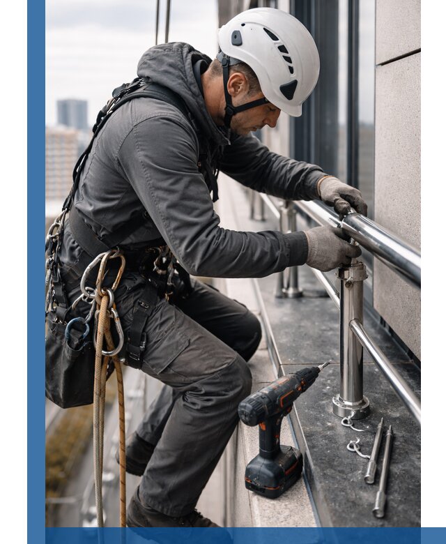 Монтаж ограждений на высоте в Чистополе для зданий и конструкций