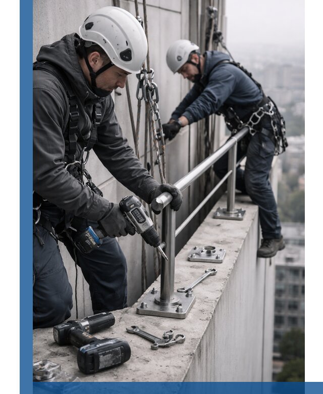 Монтаж перил на высоте в Чистополе для жилых и промобъектов