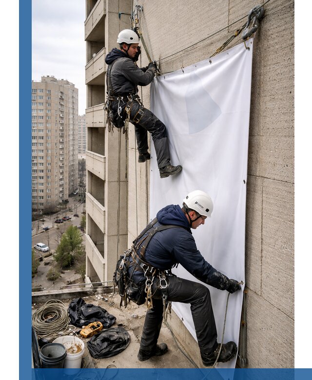 Профессиональный монтаж баннеров на фасаде в Чистополе
