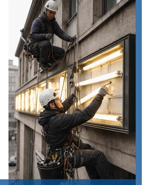 Замена ламп в вывеске в Чистополе под ключ от 3584 р. | ВЫСОТНИК-Чст