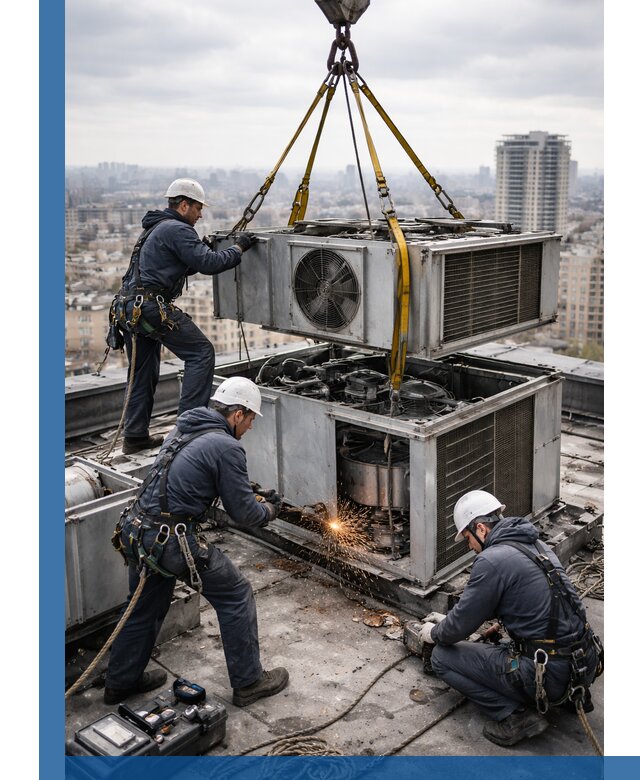 Демонтаж крышной установки в Чистополе любой сложности