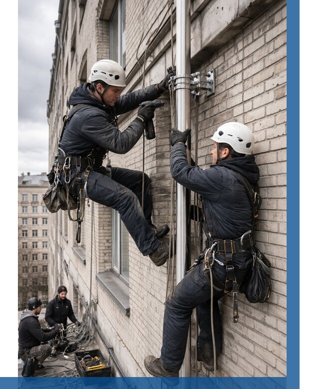 Монтаж флагштока на здании в Чистополе от 6655 р. | ВЫСОТНИК-Чст