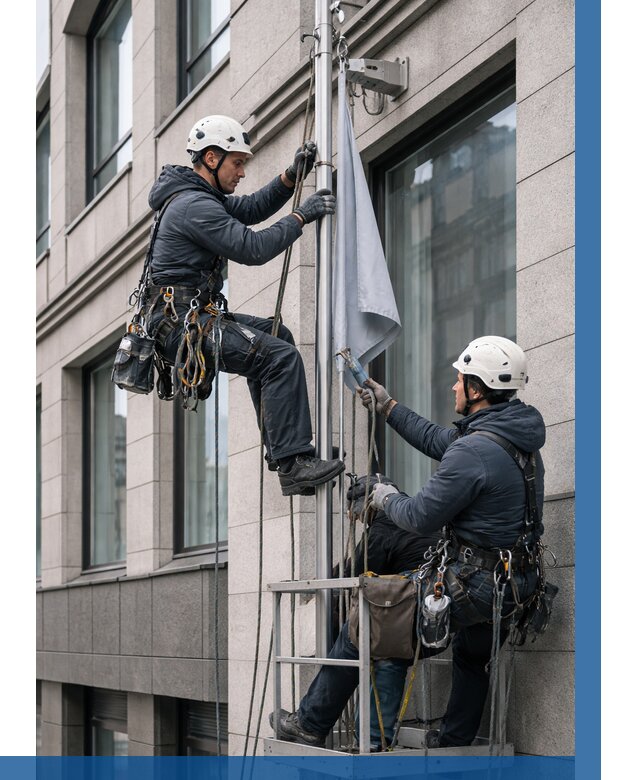 Установка флагов на фасаде в Чистополе от 4608 р. | ВЫСОТНИК-Чст