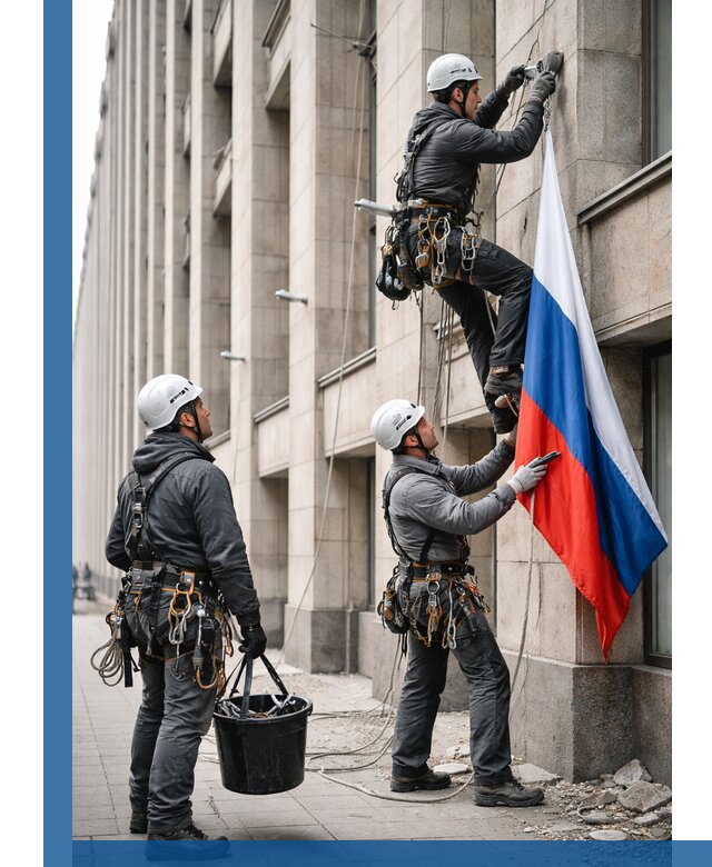 Профессиональная установка флагов на фасаде в Чистополе