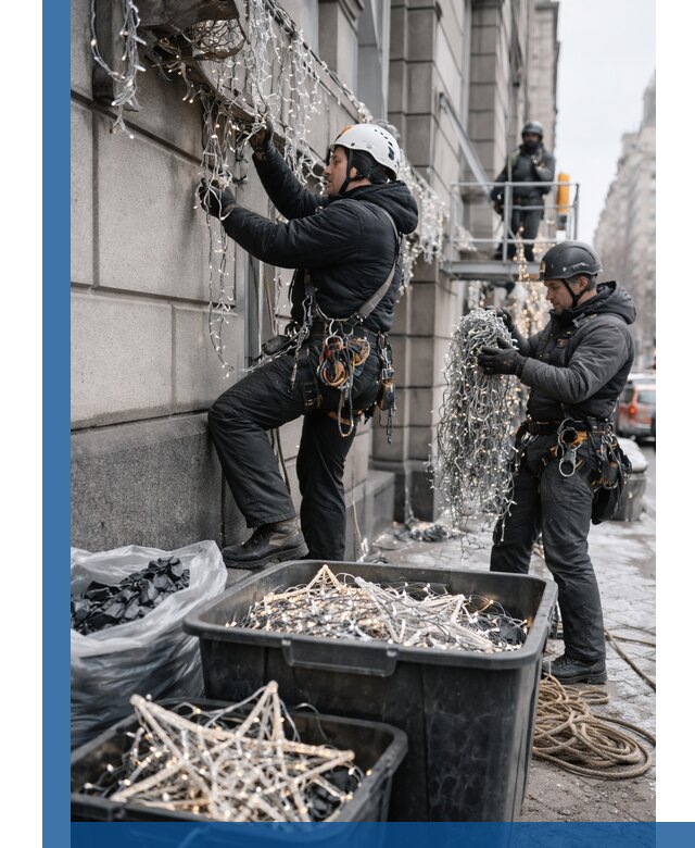 Демонтаж новогоднего оформления и гирлянд в Чистополе