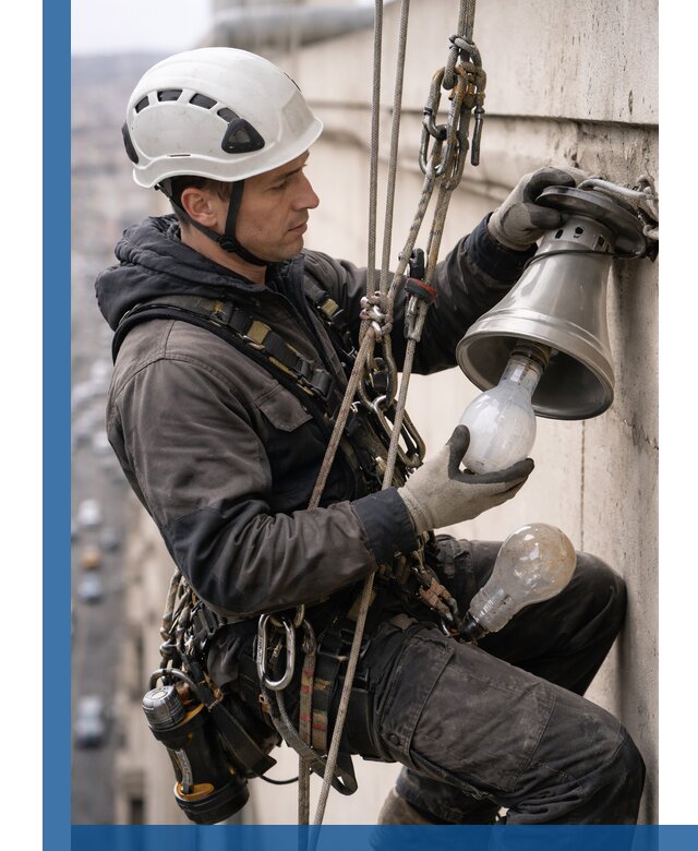 Замена ламп на высоте в Чистополе профессионально и быстро