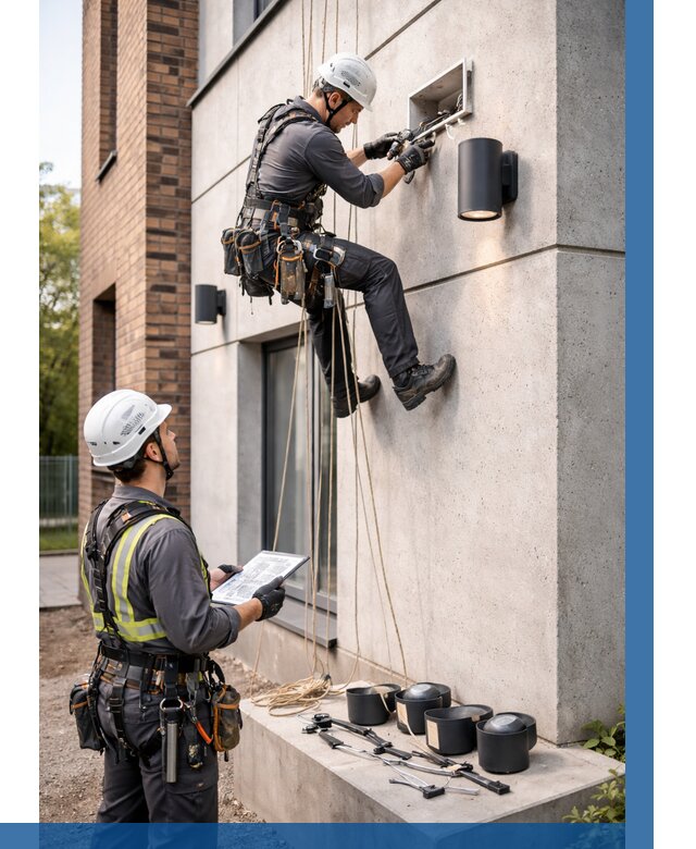 Монтаж фасадного освещения в Чистополе от 2560 р. | ВЫСОТНИК-Чст