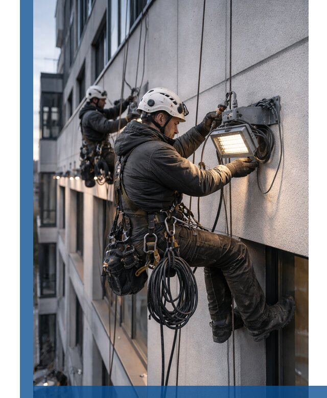 Монтаж фасадного освещения в Чистополе установка и подключение