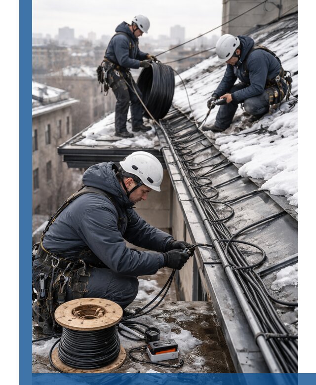 Монтаж греющего кабеля на кровле в Чистополе под ключ