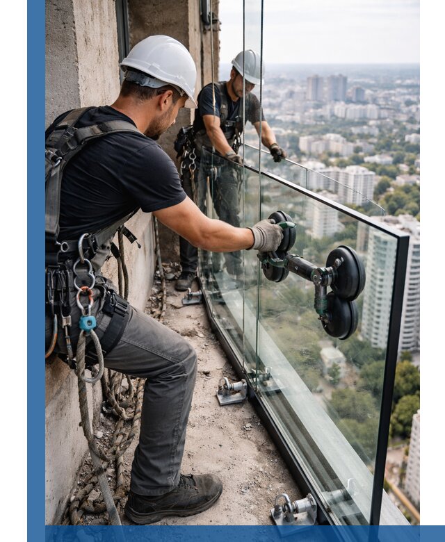 Монтаж стеклянных ограждений под ключ с гарантией в Чистополе