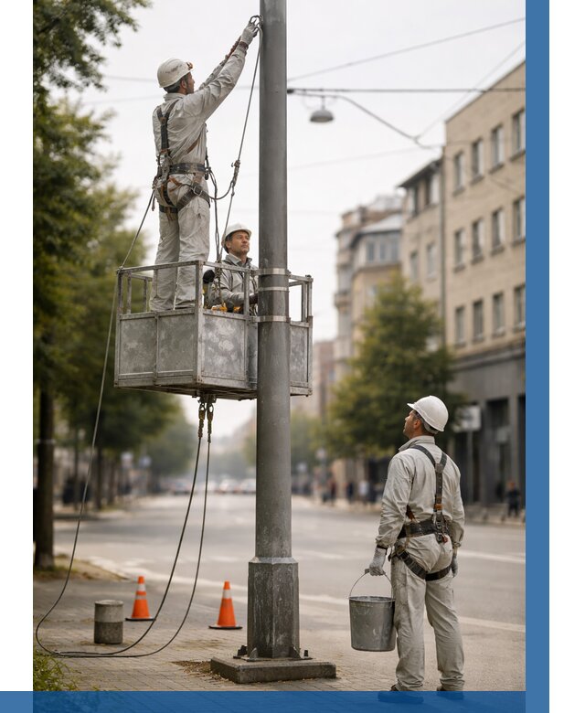 Покраска опор освещения в Чистополе от 5120 р. | ВЫСОТНИК-Чст